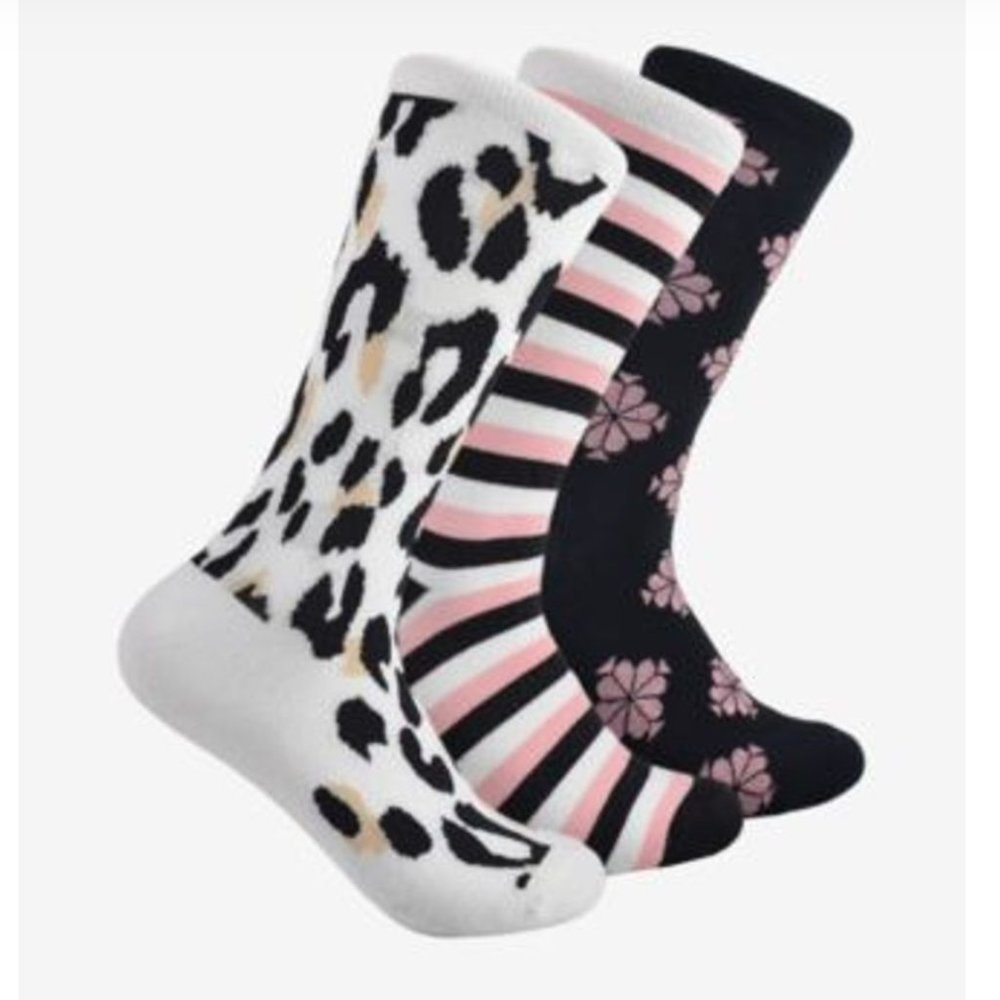 kate spade Leopard Print Crew Socks pack of 3 nwt - Picture 3 of 6